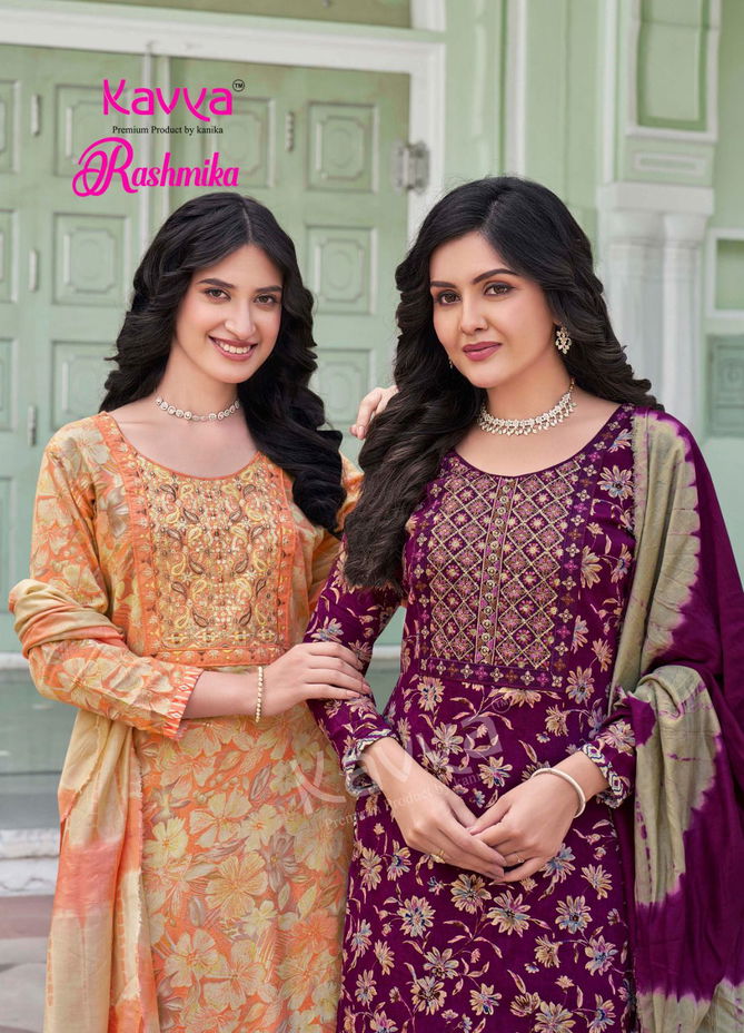 Rashmika Vol 04 By Kavya Rayon Foil Printed Kurti With Bottom Dupatta Wholesale Online
